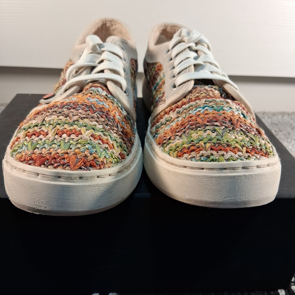 Satorisan Woven Raffia Sneakers Women’s Size 39 US 8 Multicolor Lace Up Casual